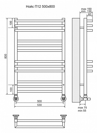 Нойс П12 500х800 Полотенцесушитель  TERMINUS Мурманск - фото 3