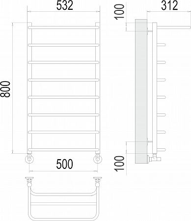 Полка П8 500х800  Полотенцесушитель  TERMINUS Мурманск - фото 3