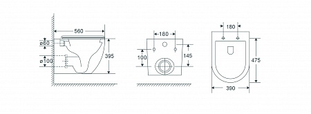 Подвесной унитаз безободковый Terminus Енисей Monolit 560х390 белый Мурманск - фото 8