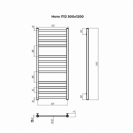 Ното П12 500х1200 Полотенцесушитель TERMINUS Мурманск - фото 3