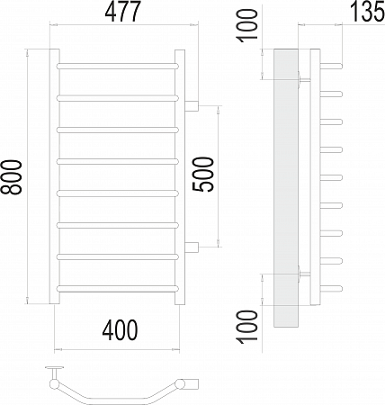 Виктория П8 400х800 бп500 Полотенцесушитель  TERMINUS Мурманск - фото 3