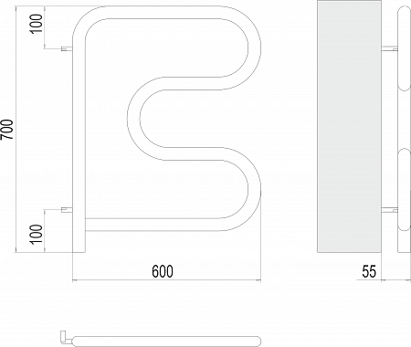 Электро 25 F-обр 600х600 поворотный Полотенцесушитель TERMINUS Мурманск - фото 3