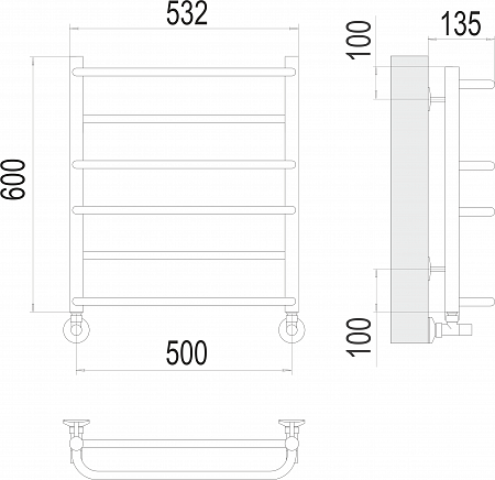 Евромикс П6 500х600 Полотенцесушитель  TERMINUS Мурманск - фото 3