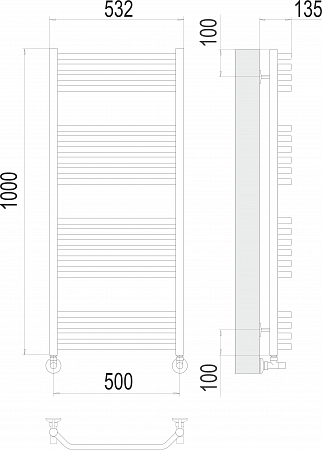 Виктория П20 500х1000 Полотенцесушитель  TERMINUS Мурманск - фото 3