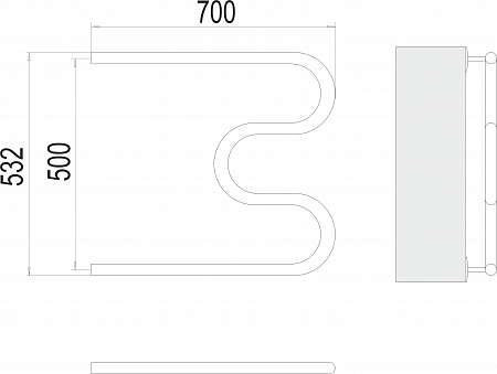 М-обр AISI 32х2 500х700 Полотенцесушитель  TERMINUS Мурманск - фото 3