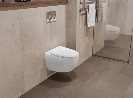 Подвесной унитаз безободковый Terminus Енисей Monolit 560х390 белый Мурманск - фото 1