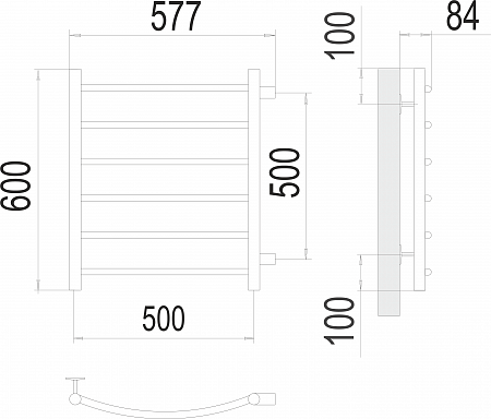 Классик П6 500х600 бп500 Полотенцесушитель  TERMINUS Мурманск - фото 3