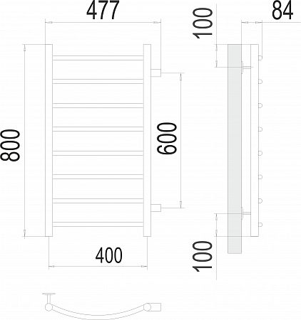 Классик П8 400х800 бп600 Полотенцесушитель  TERMINUS Мурманск - фото 3