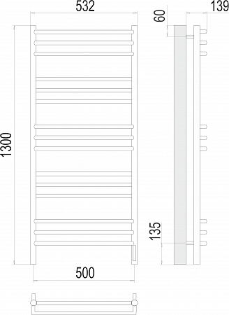 Прато П15 500х1300 электро (sensor quick touch) Полотенцесушитель  TERMINUS Мурманск - фото 3