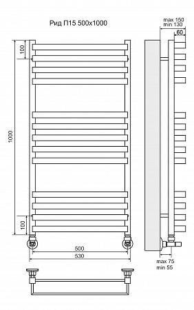 Рид П13 500х1000 Полотенцесушитель  TERMINUS Мурманск - фото 3