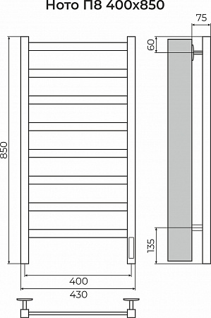 Ното П8 400х850 Электро (quick touch) Полотенцесушитель TERMINUS Мурманск - фото 3