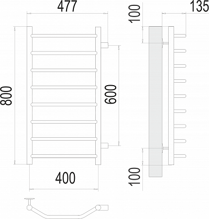 Виктория П8 400х800 бп600 Полотенцесушитель  TERMINUS Мурманск - фото 3