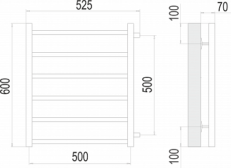 Вега П6 500х600 бп500 Полотенцесушитель  TERMINUS Мурманск - фото 3