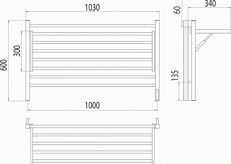 Горизонт П8 1000х600 электро КС ЧЕРНЫЙ МУАР (sensor quick touch) Полотенцесушитель TERMINUS Мурманск - фото 5